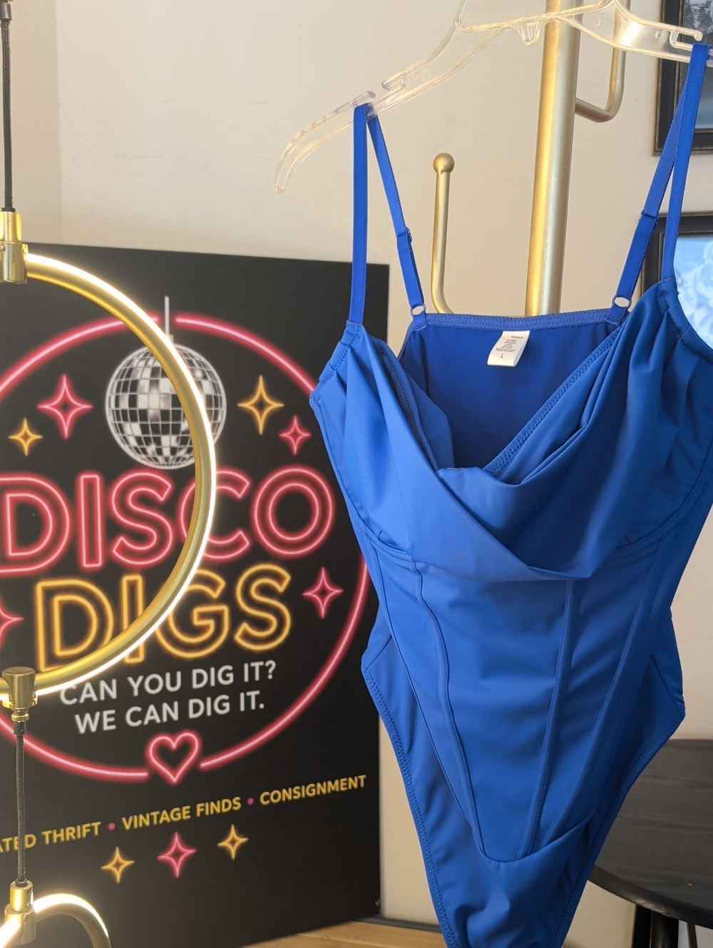 Blue Thong Blue One-Piece Bodysuit